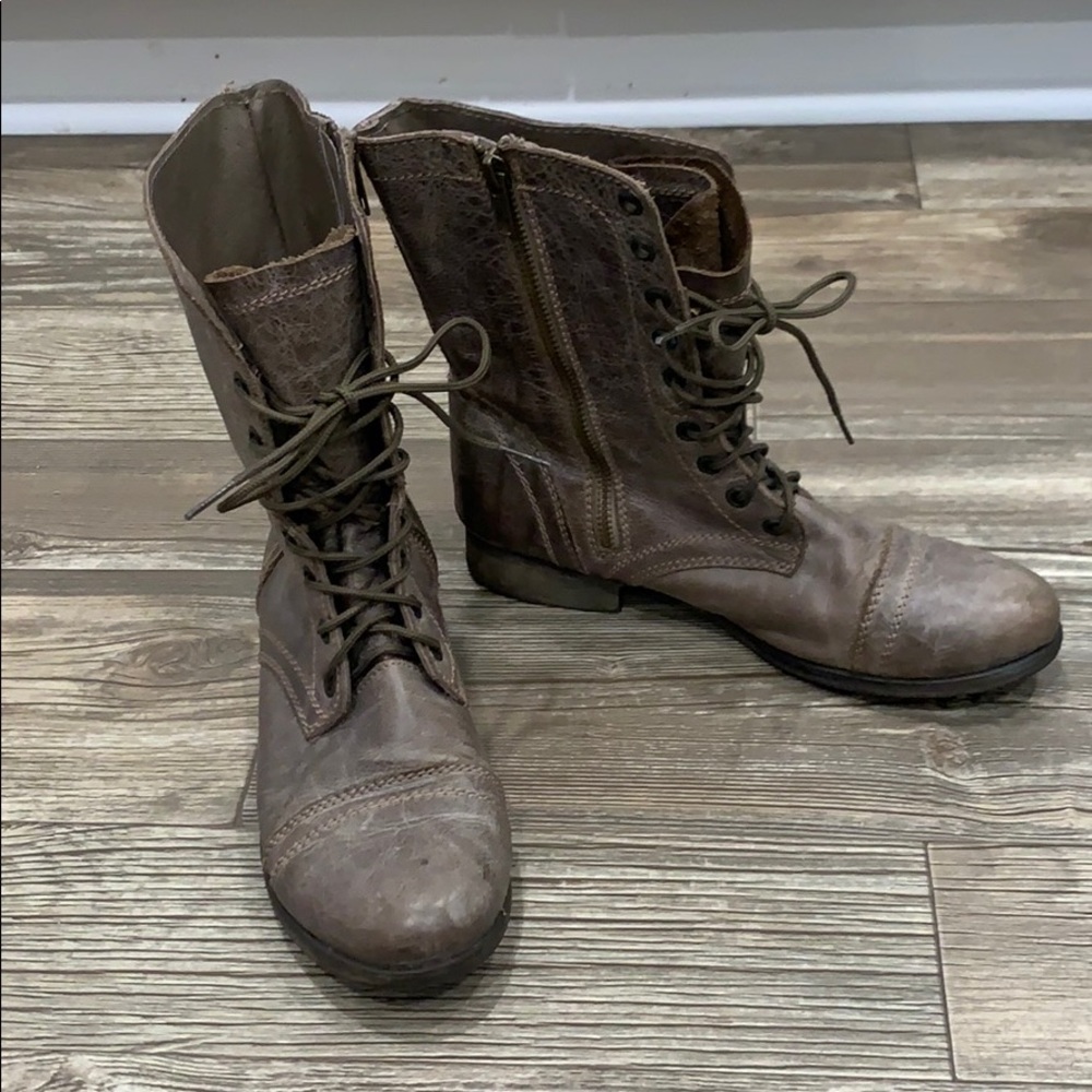 Steve Madden Leather Troopa Combat Boots